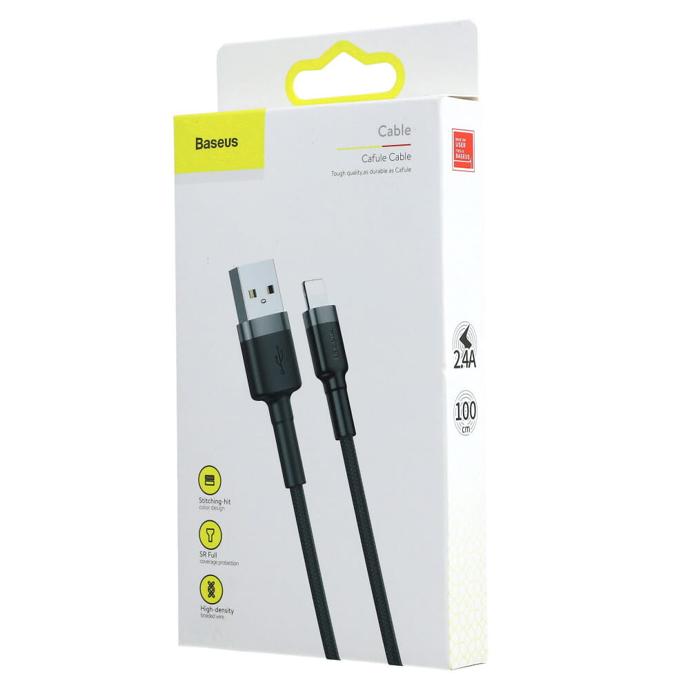 Kabel Baseus Cafule 2.4A USB-A für Lightning 1m, Schwarz-Grau