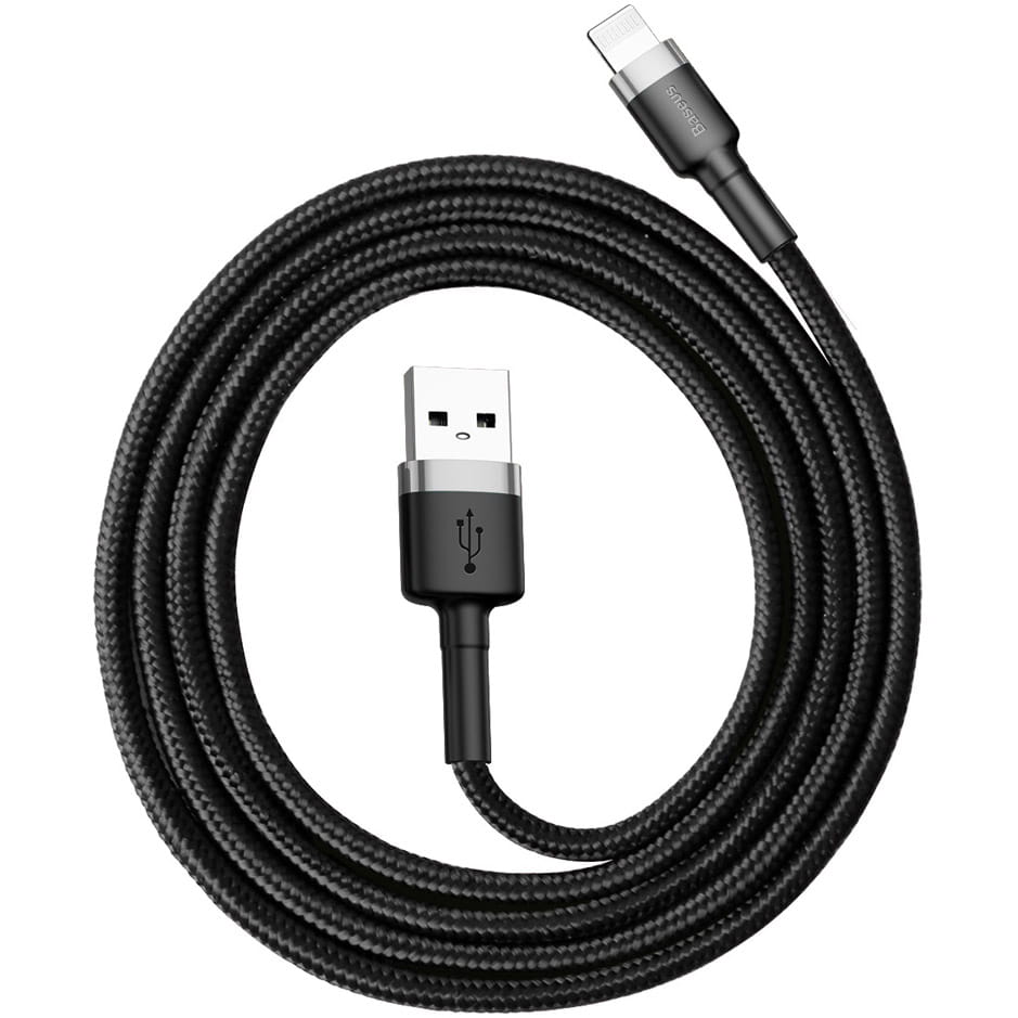 Kabel Baseus Cafule 2.4A USB-A für Lightning 1m, Schwarz-Grau