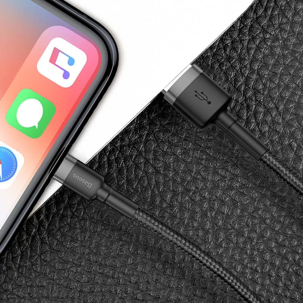 Kabel Baseus Cafule 2.4A USB-A für Lightning 1m, Schwarz-Grau