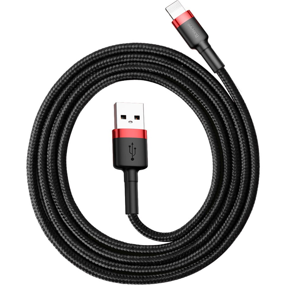 Kabel Baseus Cafule 2.4A USB-A für Lightning 1m, Schwarz-Rot