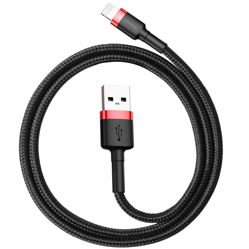 Kabel Baseus Cafule 2.4A USB-A für Lightning 0,5m, Schwarz-Rot