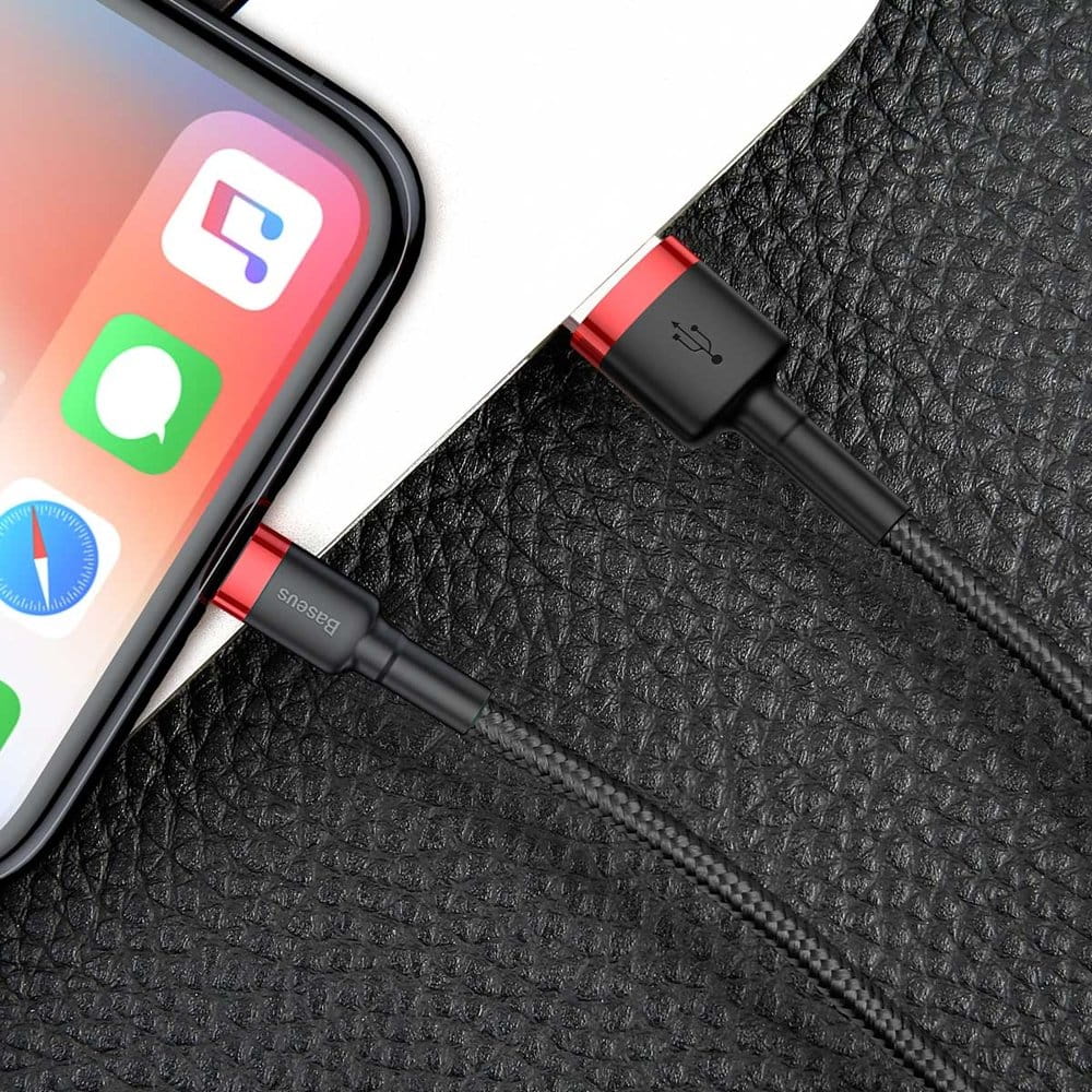 Kabel Baseus Cafule 2.4A USB-A für Lightning 0,5m, Schwarz-Rot