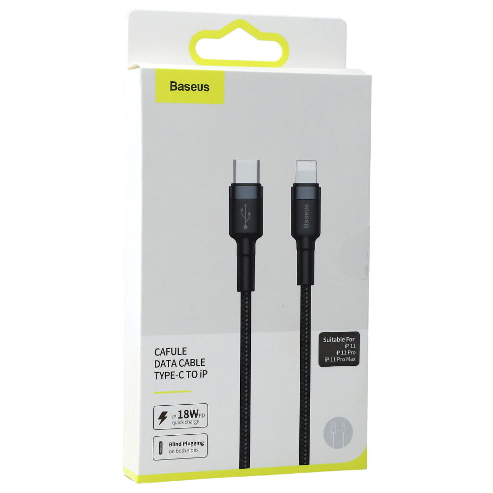 Kabel Baseus Cafule 18W QC 3.0 USB-C für Lightning 1m, Schwarz-Grau