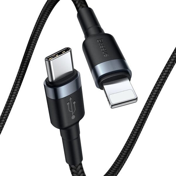 Kabel Baseus Cafule 18W QC 3.0 USB-C für Lightning 1m, Schwarz-Grau