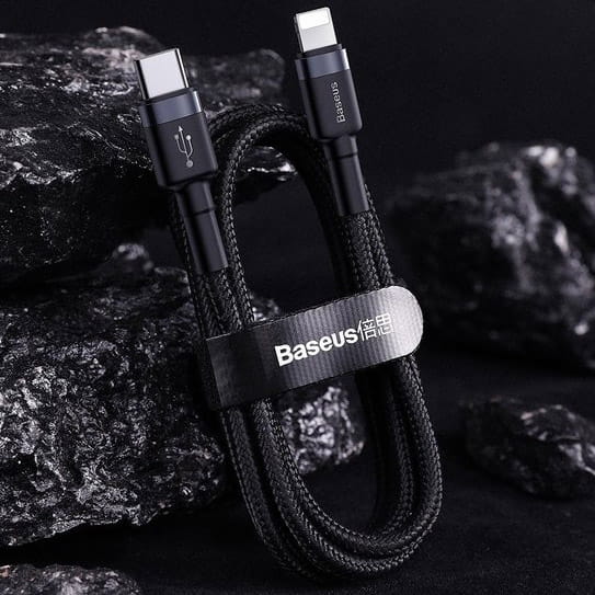 Kabel Baseus Cafule 18W QC 3.0 USB-C für Lightning 1m, Schwarz-Grau