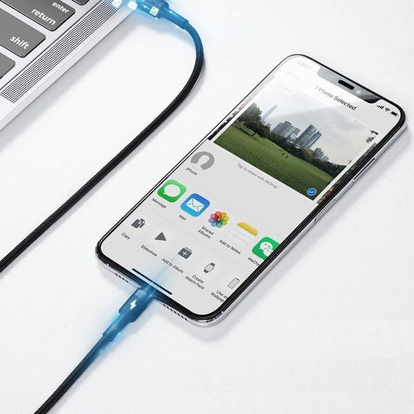 Kabel Baseus Cafule 18W QC 3.0 USB-C für Lightning 1m, Schwarz-Grau
