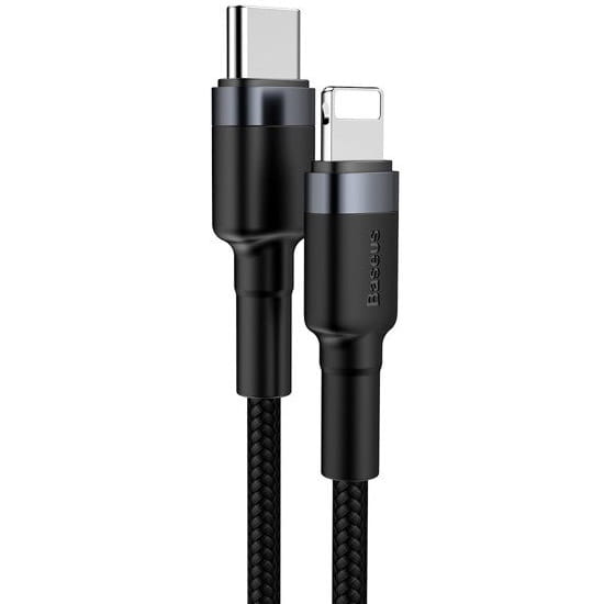 Kabel Baseus Cafule 18W QC 3.0 USB-C für Lightning 1m, Schwarz-Grau