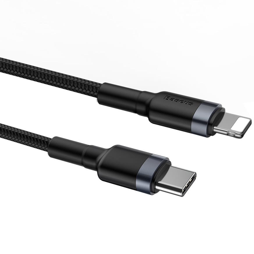 Kabel Baseus Cafule 18W QC 3.0 USB-C für Lightning 1m, Schwarz-Grau