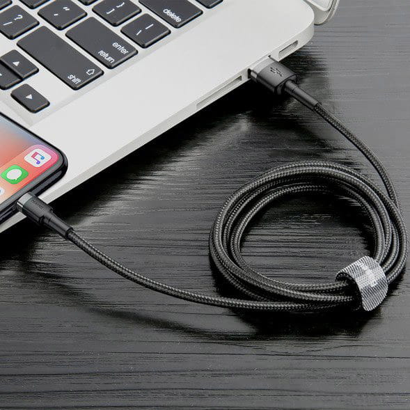 Kabel Baseus Cafule 2A USB-A für Lightning 3m, Schwarz-Grau