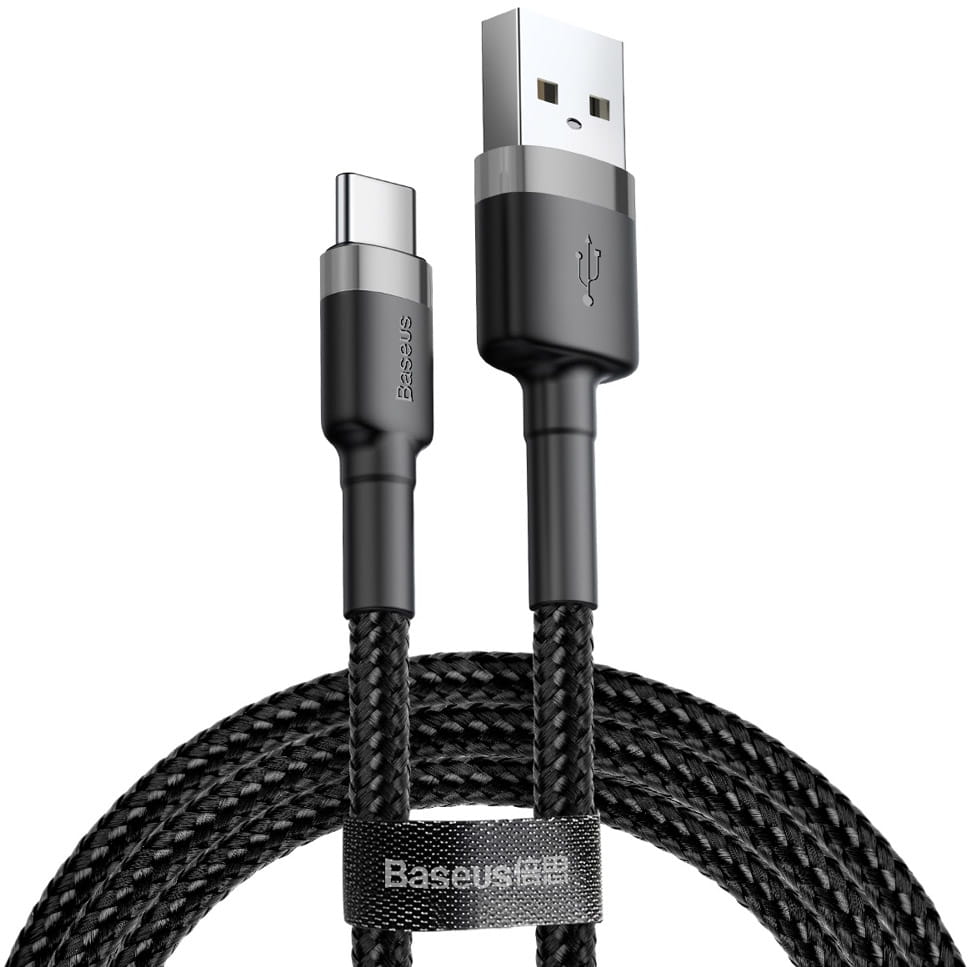 Kabel Baseus Cafule 3A USB-A für USB-C 0,5m, Schwarz-Grau