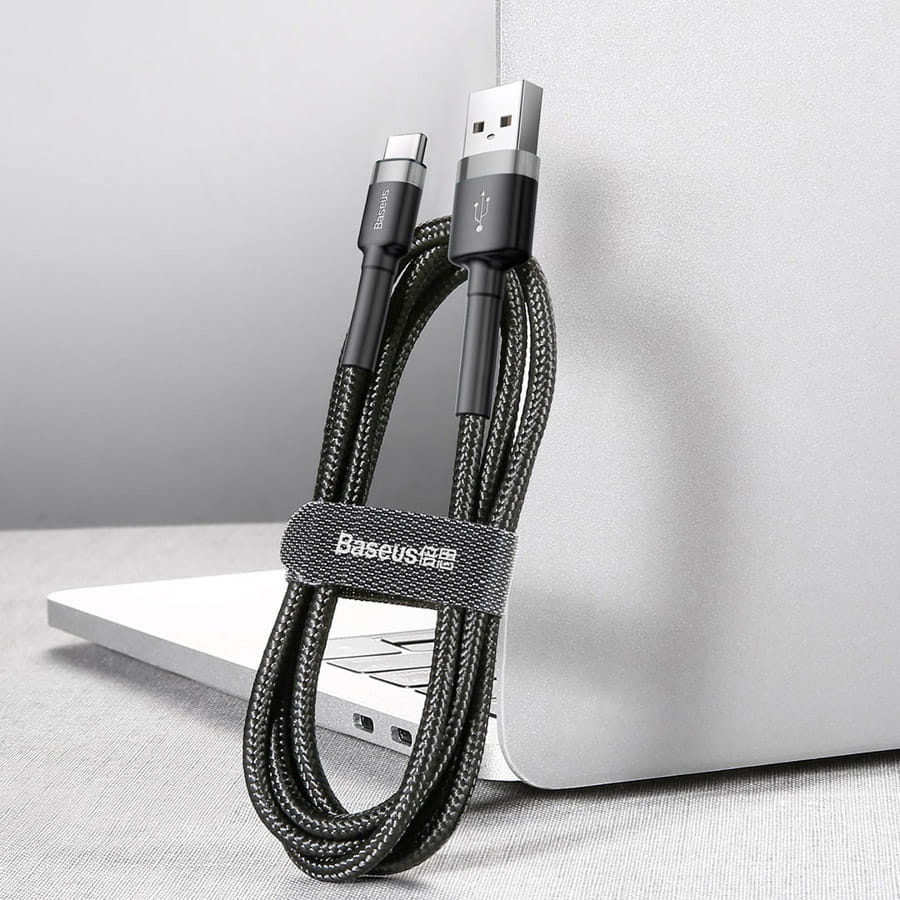 Kabel Baseus Cafule 3A USB-A für USB-C 0,5m, Schwarz-Grau