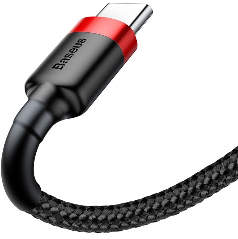 Kabel Baseus Cafule 2A USB-A für USB-C 2m, Schwarz-Rot