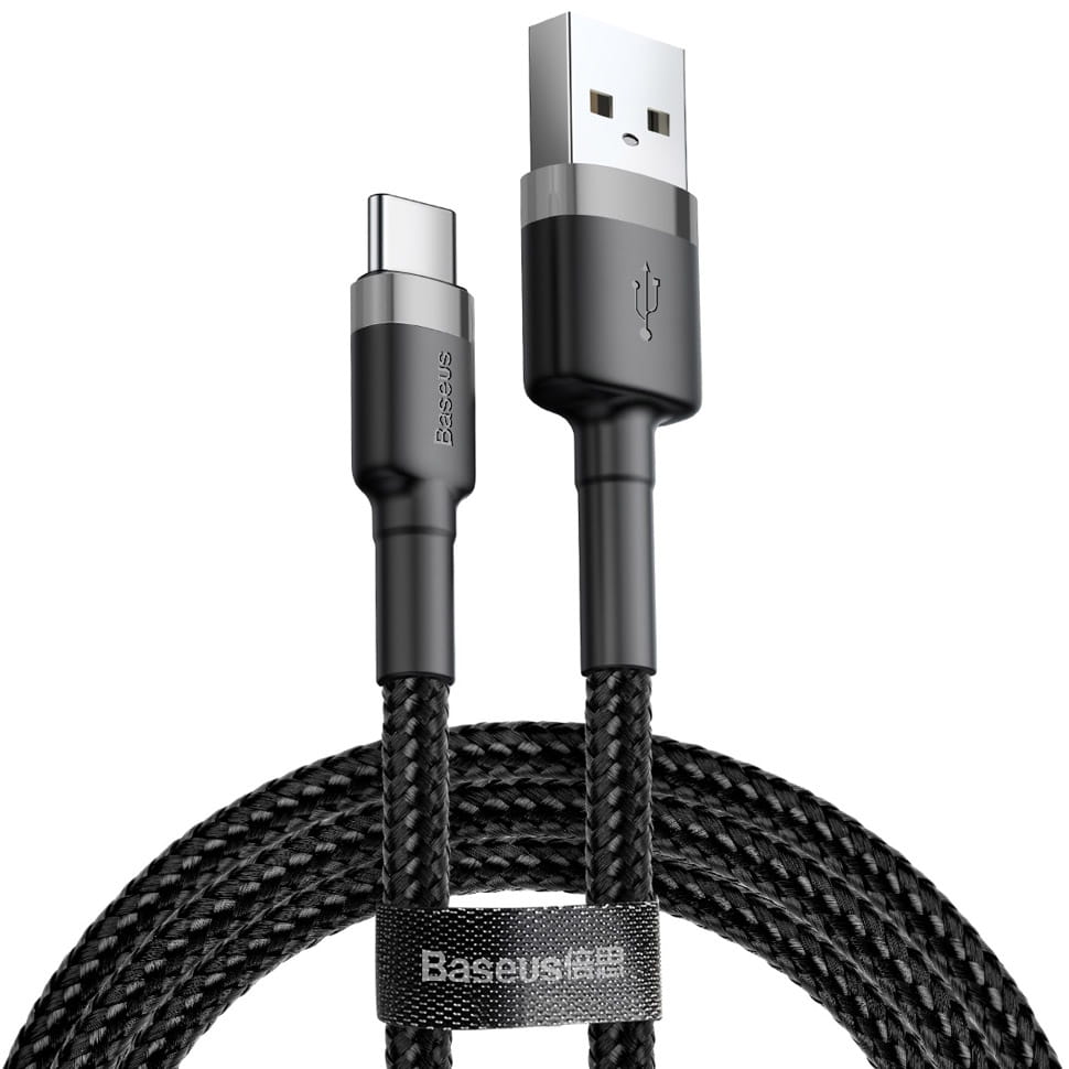 Kabel Baseus Cafule 2A USB-A für USB-C 2m, Schwarz-Grau