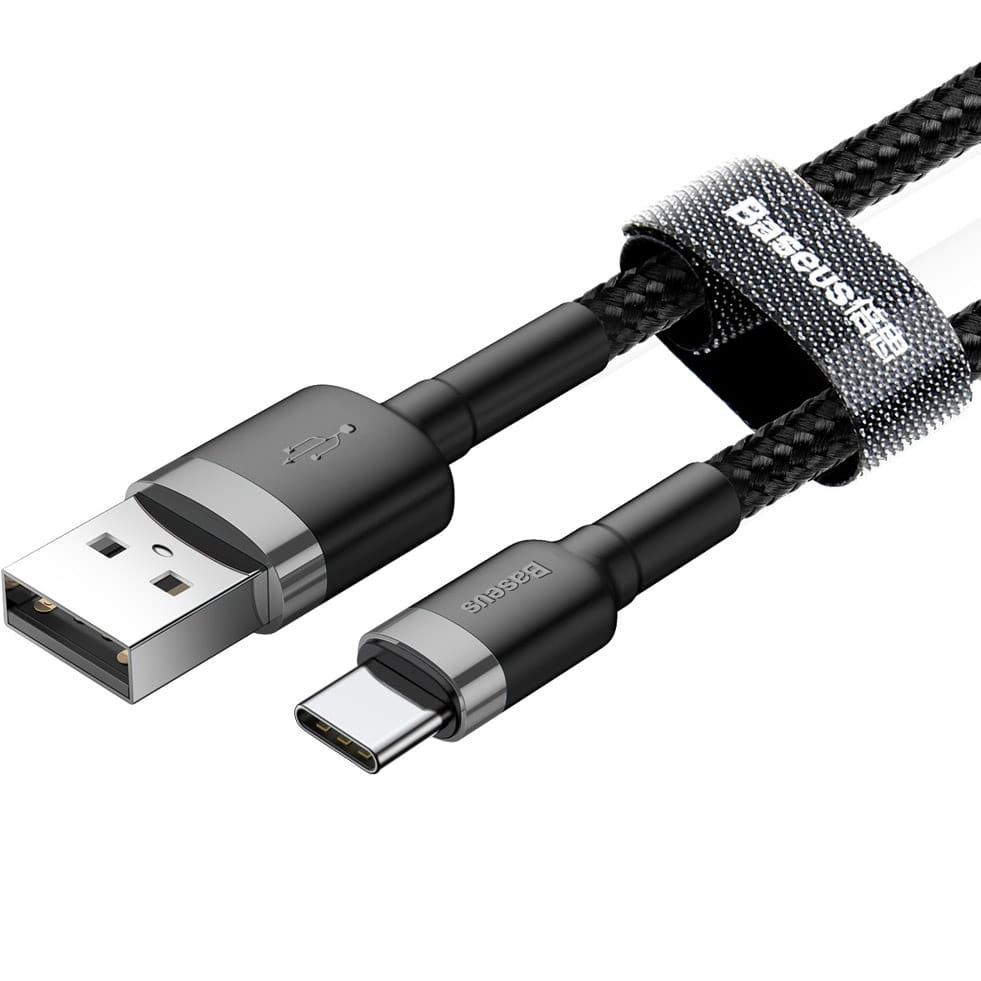 Kabel Baseus Cafule 3A USB-A für USB-C 1m, Schwarz-Grau