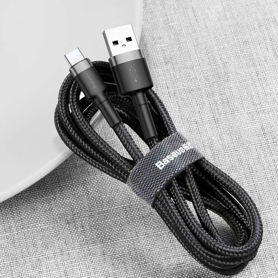 Kabel Baseus Cafule 3A USB-A für USB-C 1m, Schwarz-Grau