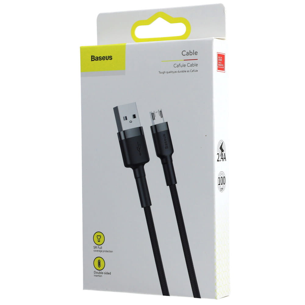 Kabel Baseus Cafule 2.4A USB-A für microUSB 1m, Schwarz-Grau