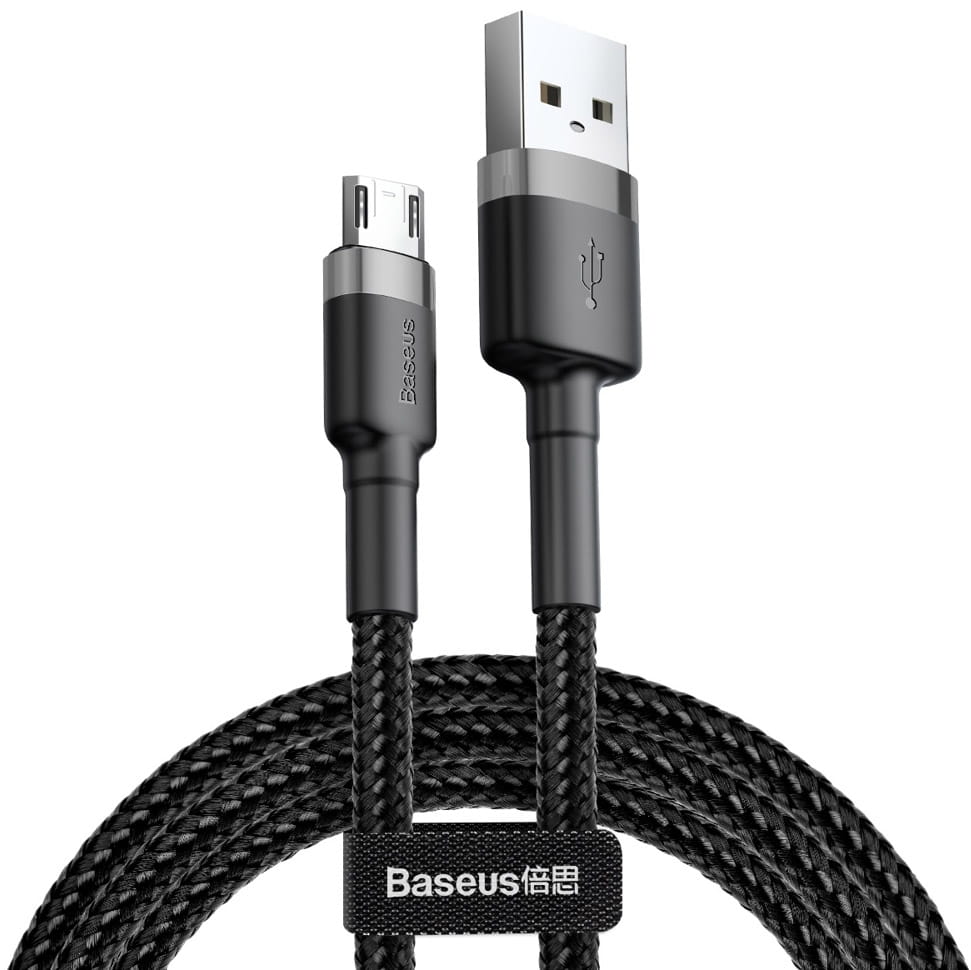 Kabel Baseus Cafule 2.4A USB-A für microUSB 1m, Schwarz-Grau