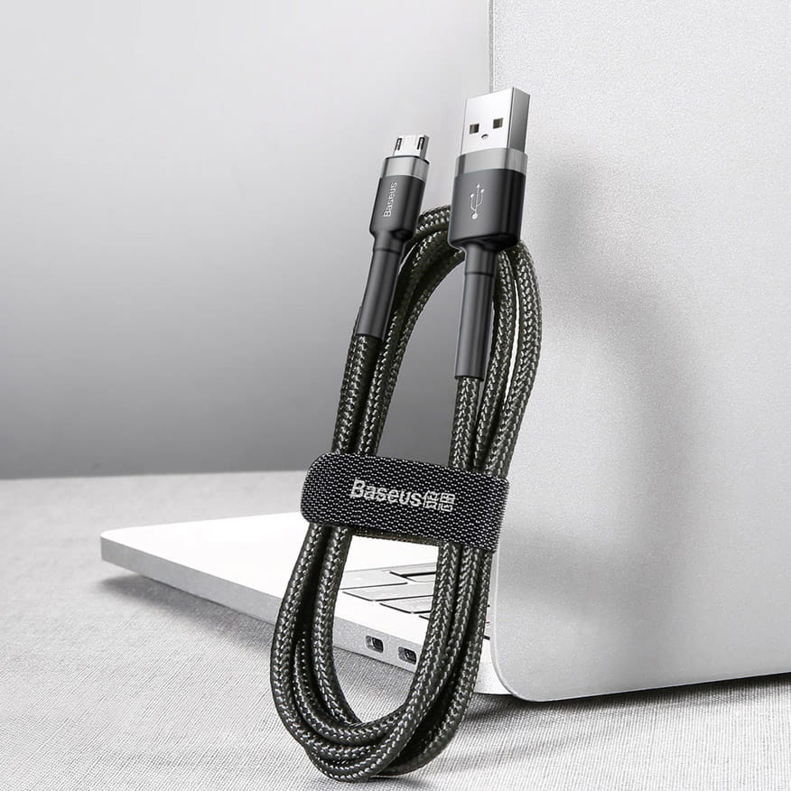 Kabel Baseus Cafule 2.4A USB-A für microUSB 1m, Schwarz-Grau