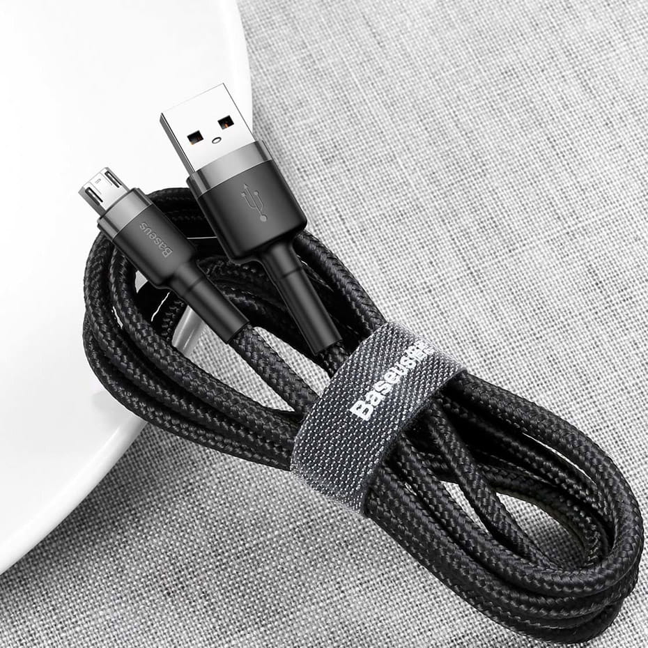 Kabel Baseus Cafule 2.4A USB-A für microUSB 1m, Schwarz-Grau