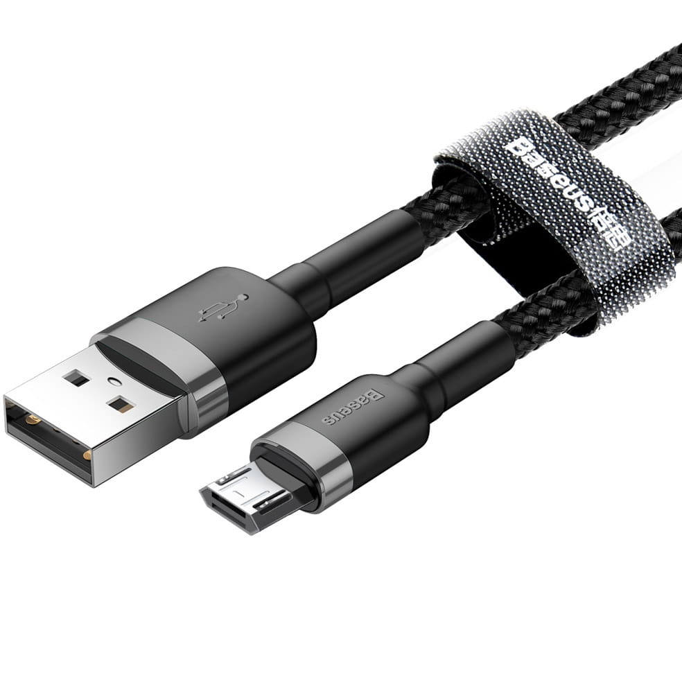 Kabel Baseus Cafule 2.4A USB-A für microUSB 1m, Schwarz-Grau