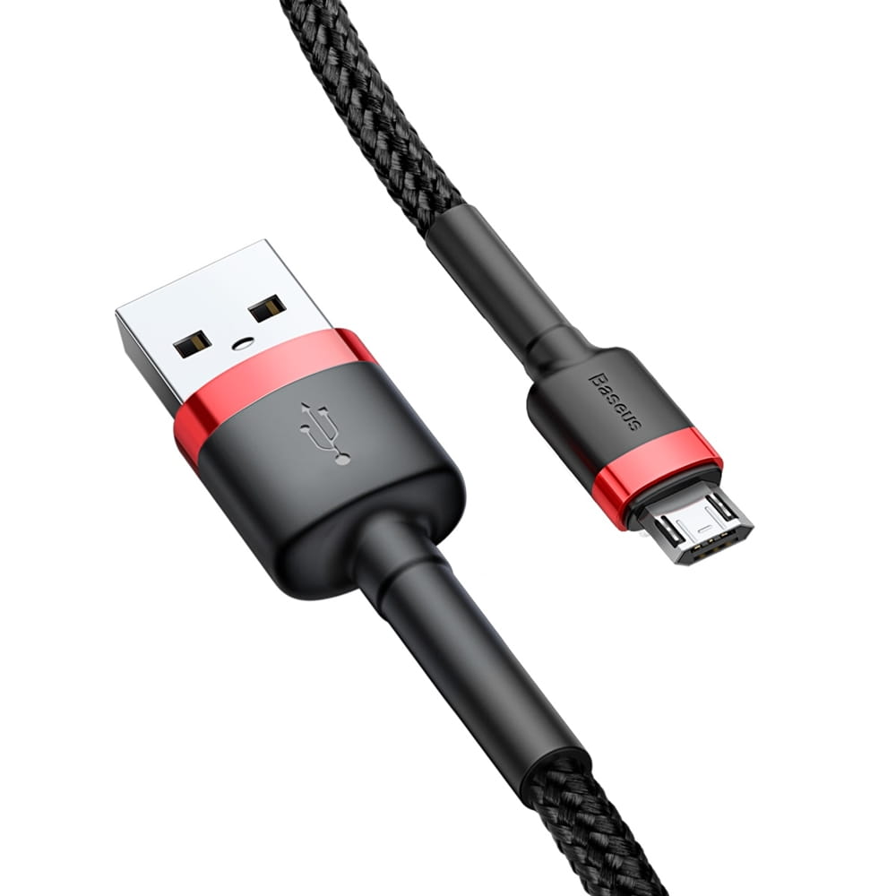 Kabel Baseus Cafule 2.4A USB-A für microUSB 1m, Schwarz-Rot