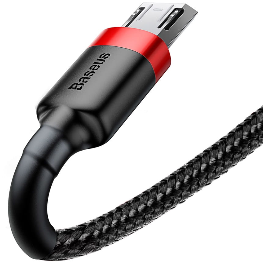 Kabel Baseus Cafule 2.4A USB-A für microUSB 1m, Schwarz-Rot