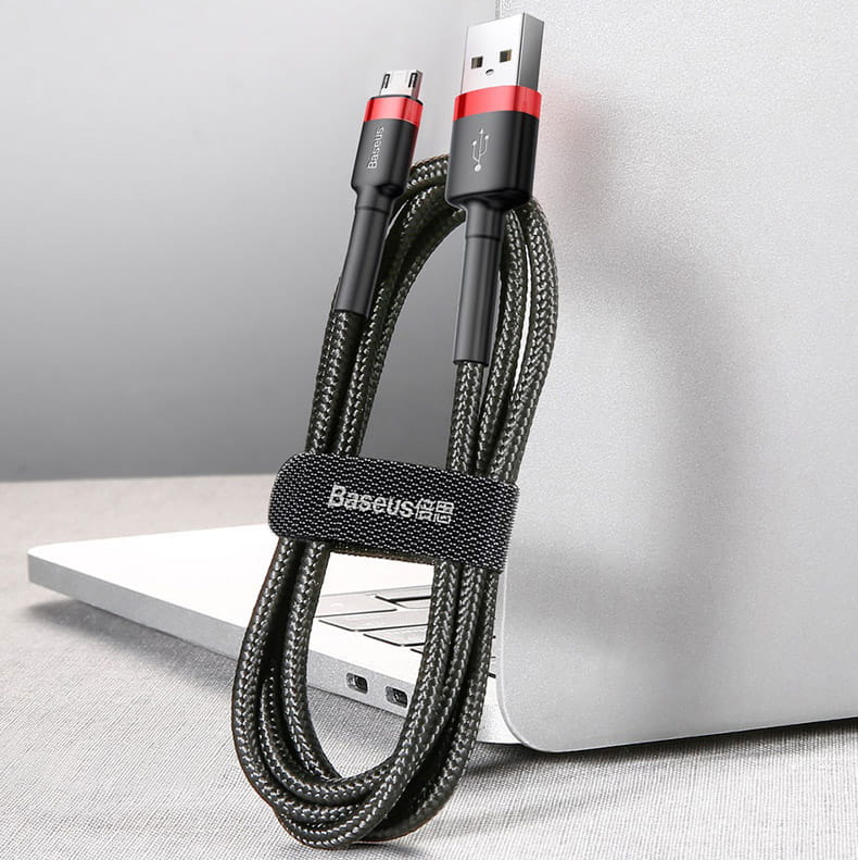 Kabel Baseus Cafule 2.4A USB-A für microUSB 1m, Schwarz-Rot