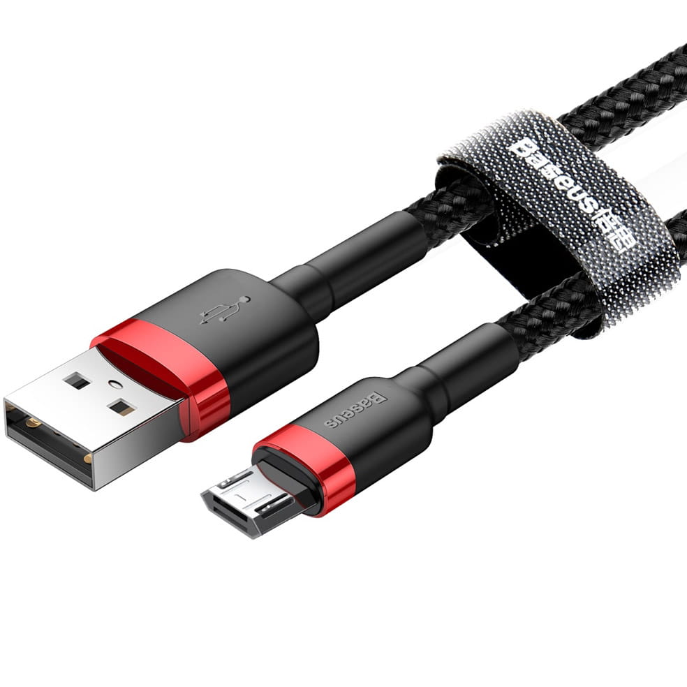 Kabel Baseus Cafule 2.4A USB-A für microUSB 1m, Schwarz-Rot