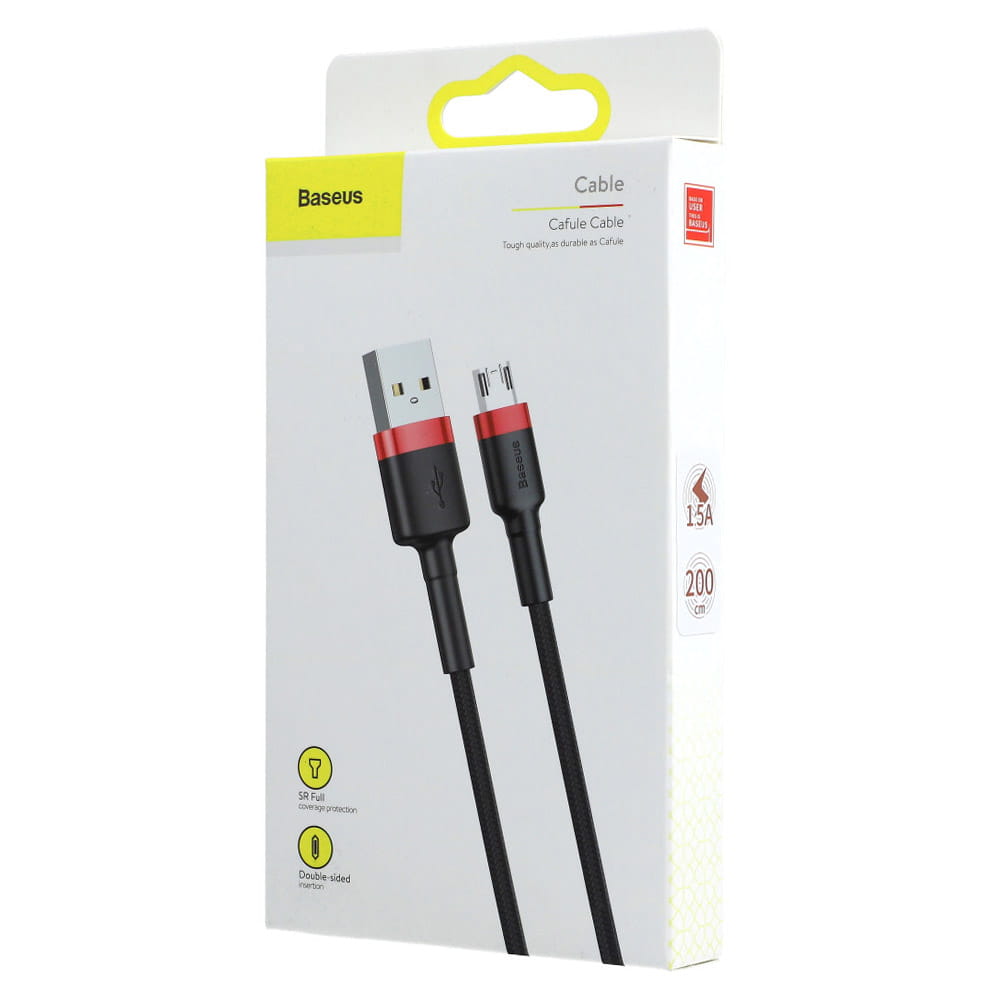 Kabel Baseus Cafule 1.5A USB-A für microUSB 2m, Schwarz-Rot