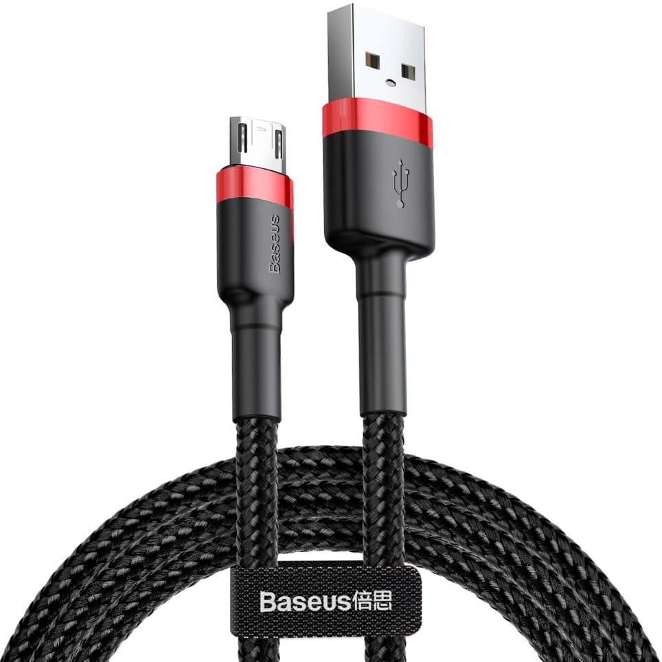 Kabel Baseus Cafule 1.5A USB-A für microUSB 2m, Schwarz-Rot