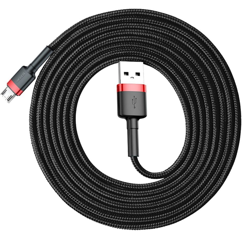 Kabel Baseus Cafule 1.5A USB-A für microUSB 2m, Schwarz-Rot