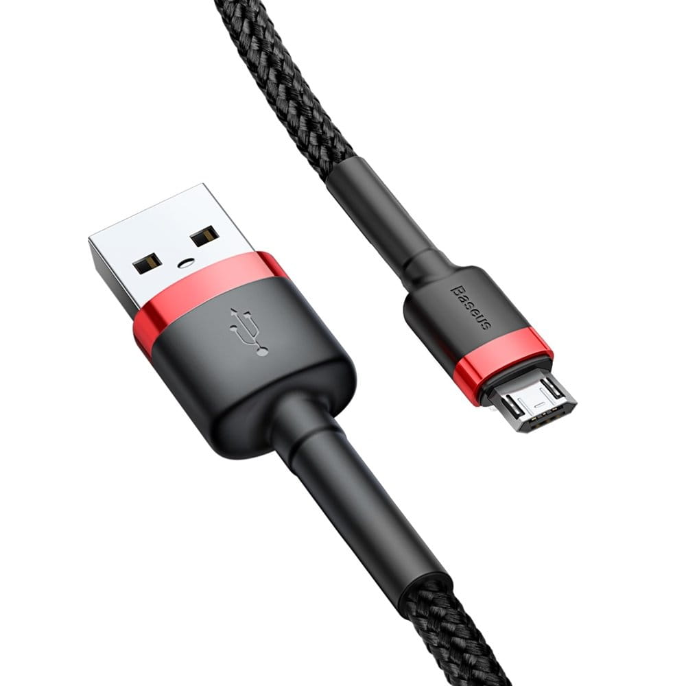 Kabel Baseus Cafule 1.5A USB-A für microUSB 2m, Schwarz-Rot