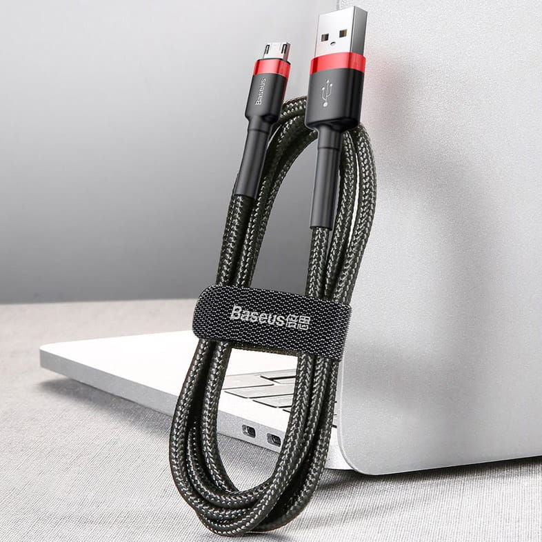 Kabel Baseus Cafule 1.5A USB-A für microUSB 2m, Schwarz-Rot