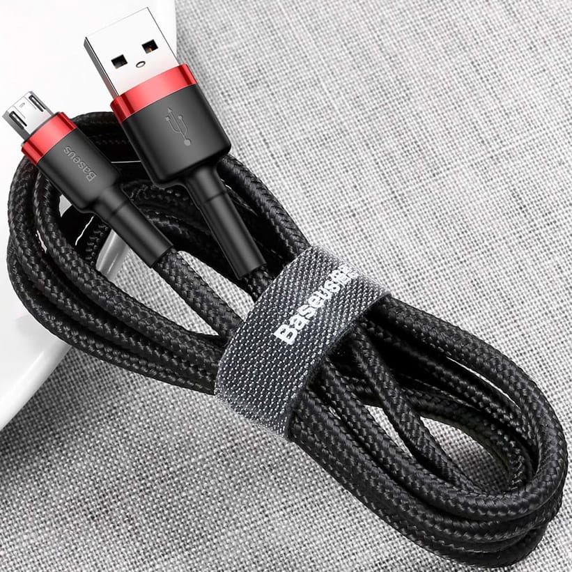 Kabel Baseus Cafule 1.5A USB-A für microUSB 2m, Schwarz-Rot