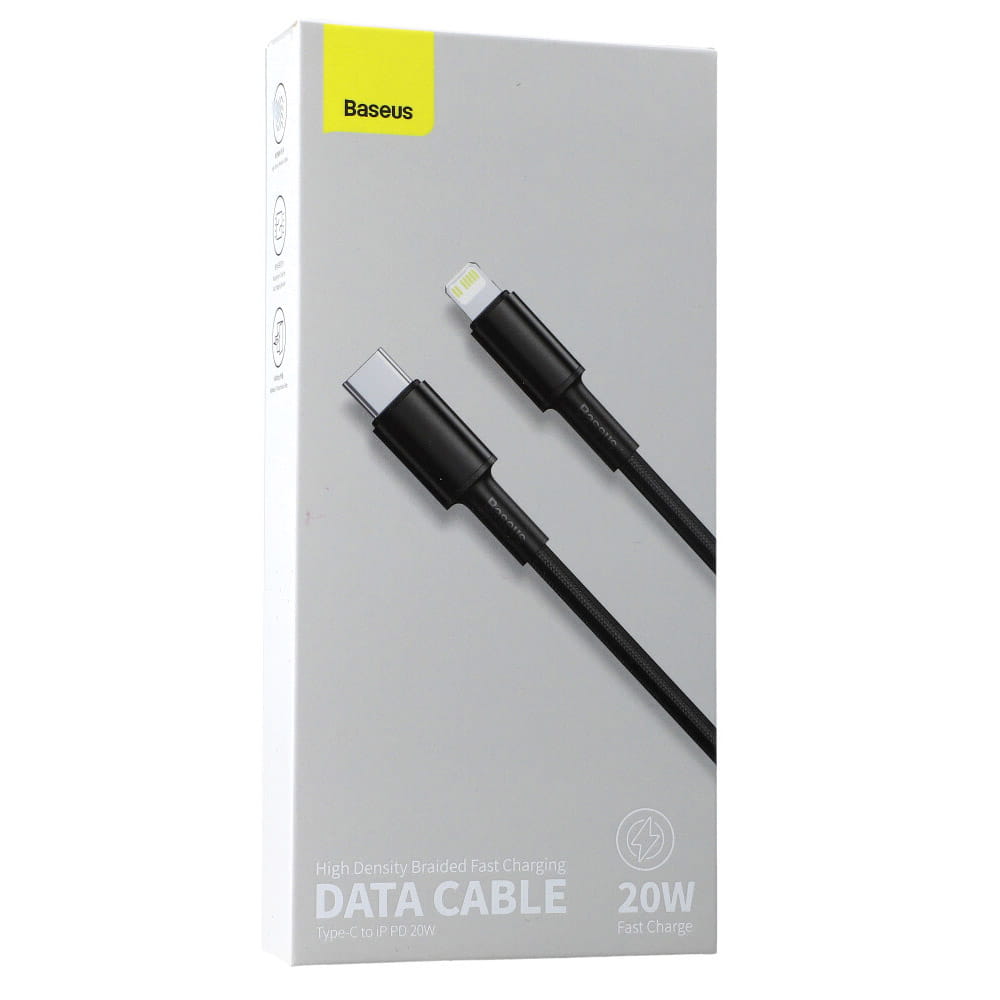 Kabel Baseus High Density Braided 20W USB-C für Lightning 1m, Schwarz