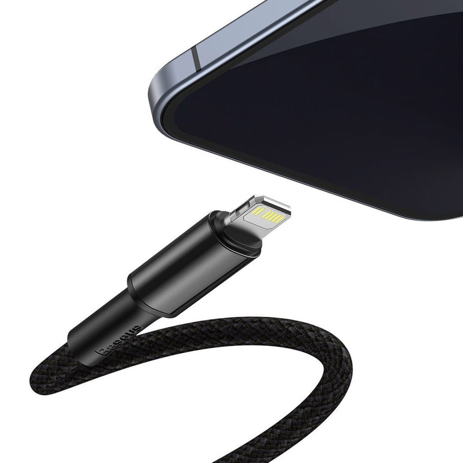 Kabel Baseus High Density Braided 20W USB-C für Lightning 2m, Schwarz