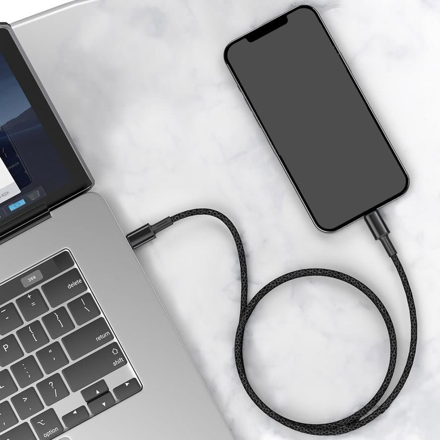 Kabel Baseus High Density Braided 20W USB-C für Lightning 2m, Schwarz