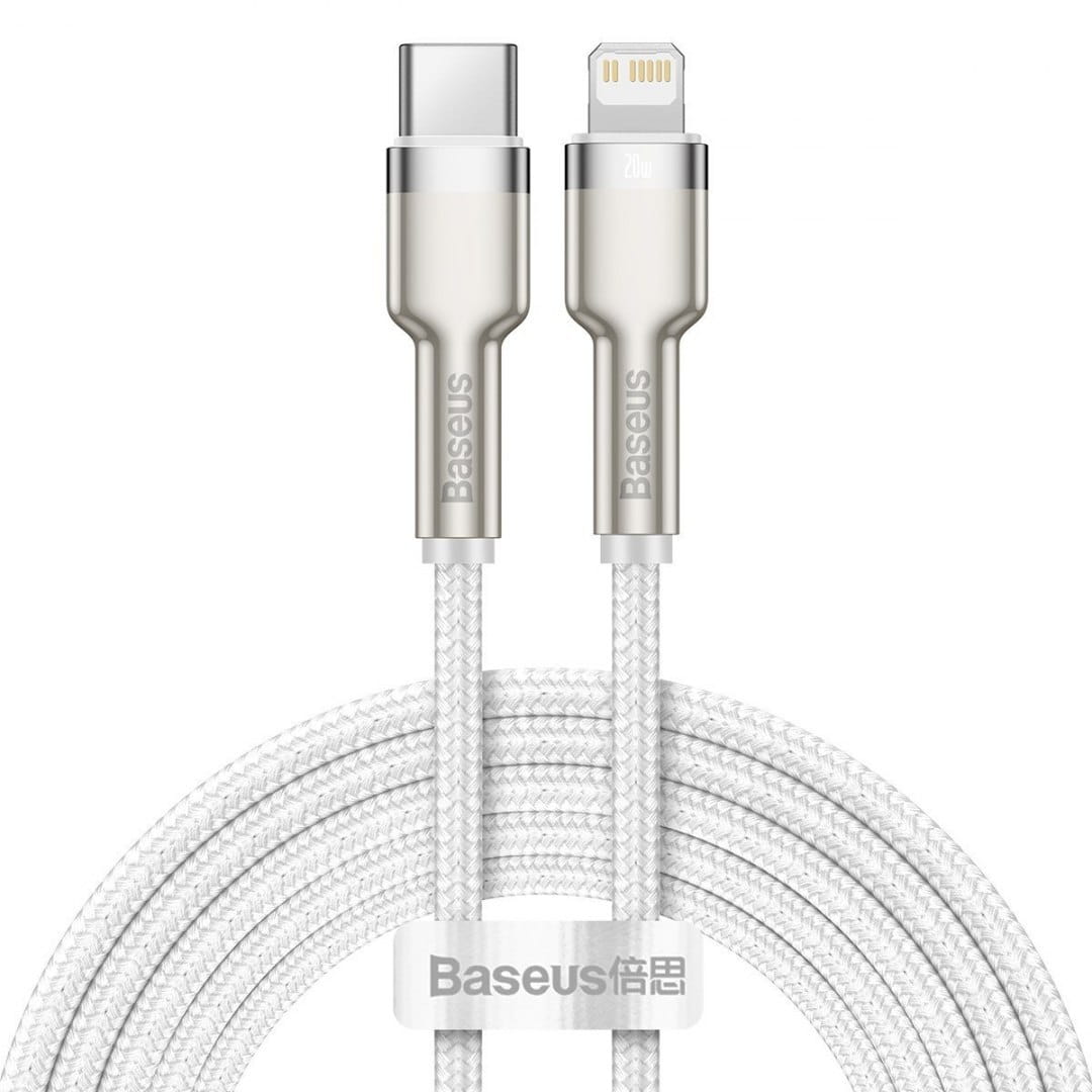 Kabel Baseus Cafule Metal USB-C für Lightning 20W 2m, Weiß