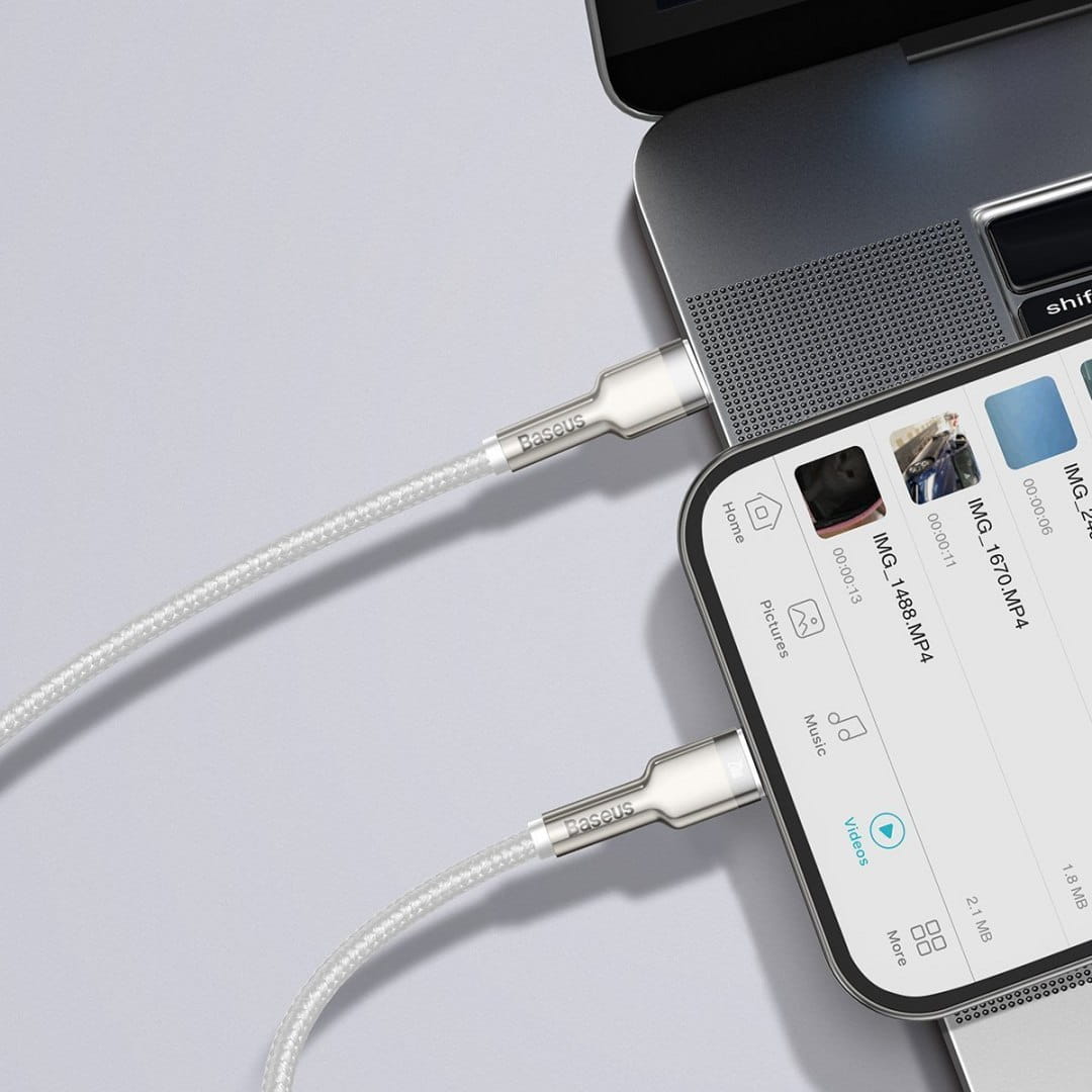 Kabel Baseus Cafule Metal USB-C für Lightning 20W 2m, Weiß