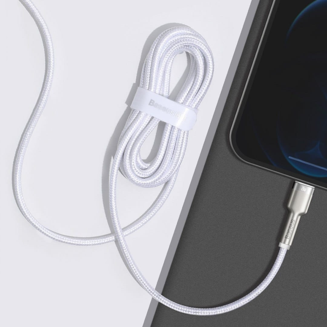 Kabel Baseus Cafule Metal USB-C für Lightning 20W 2m, Weiß
