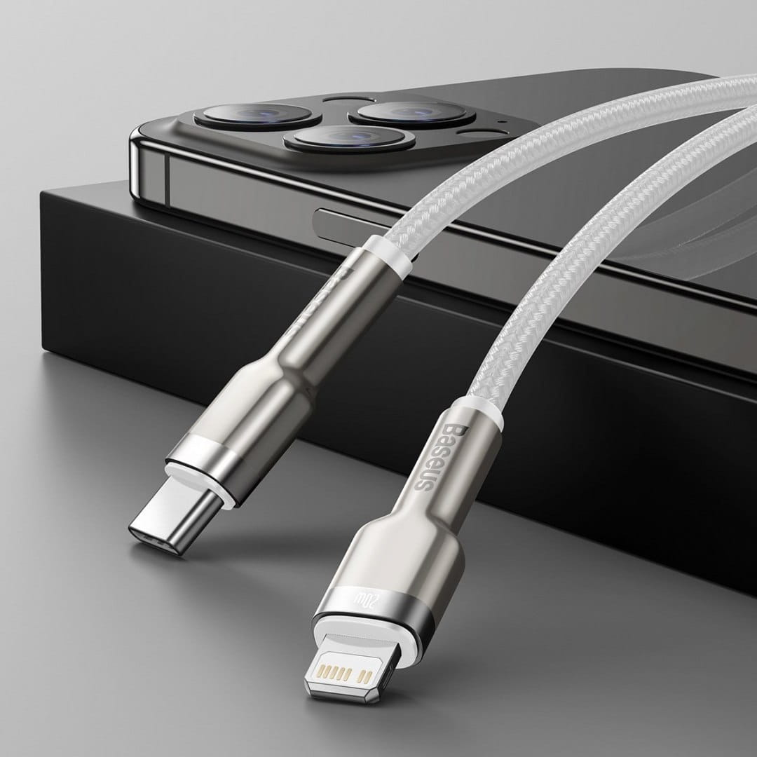 Kabel Baseus Cafule Metal USB-C für Lightning 20W 2m, Weiß