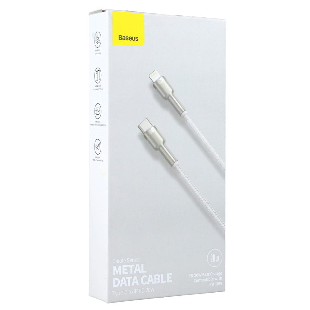 Kabel Baseus Cafule Metal USB-C für Lightning 20W 2m, Weiß