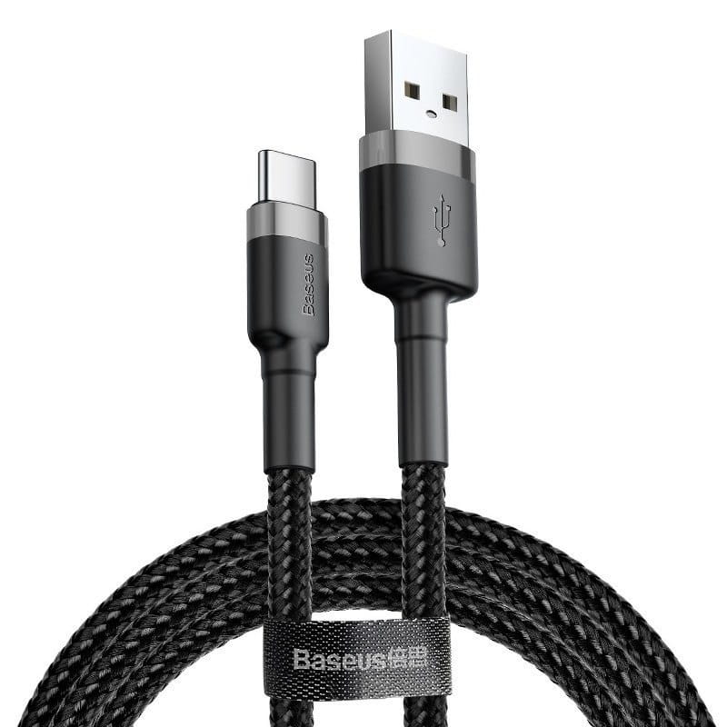 Kabel Baseus Cafule 2A USB-A für USB-C 3m, Schwarz-Grau