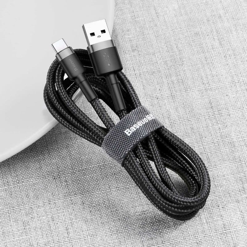 Kabel Baseus Cafule 2A USB-A für USB-C 3m, Schwarz-Grau