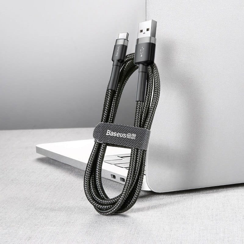 Kabel Baseus Cafule 2A USB-A für USB-C 3m, Schwarz-Grau