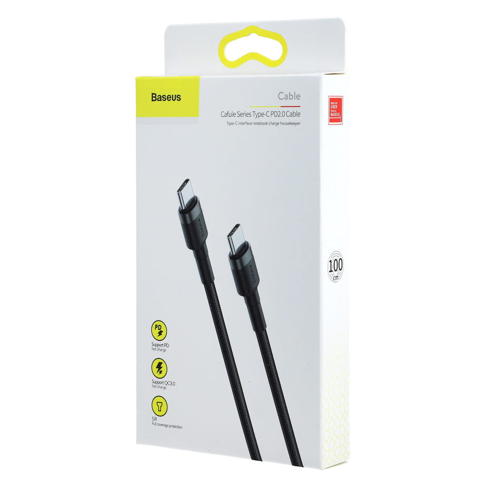 Kabel Baseus Cafule 60W 3A USB-C für USB-C 1m, Schwarz-Grau