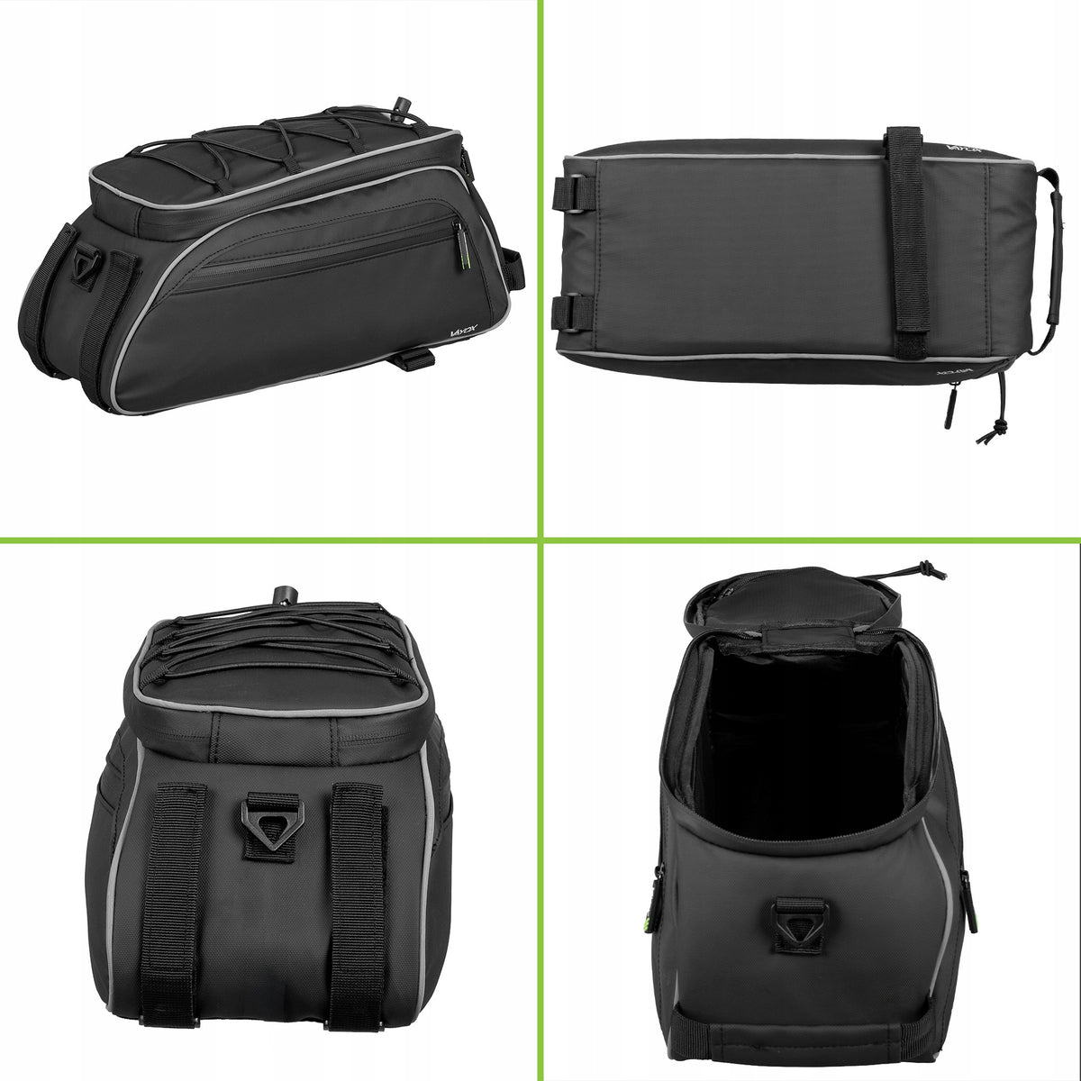 Fahrradtasche für den Gepäckträger mit Seitentaschen, Vayox VA0448 10L, Schwarz