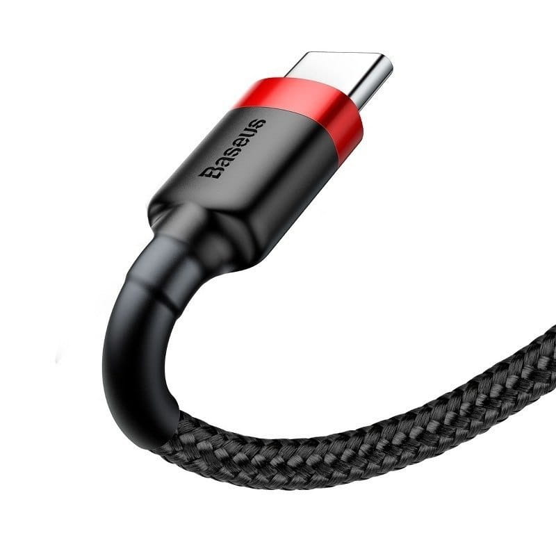 Kabel Baseus Cafule 3A USB-A für USB-C 1m, Schwarz-Rot