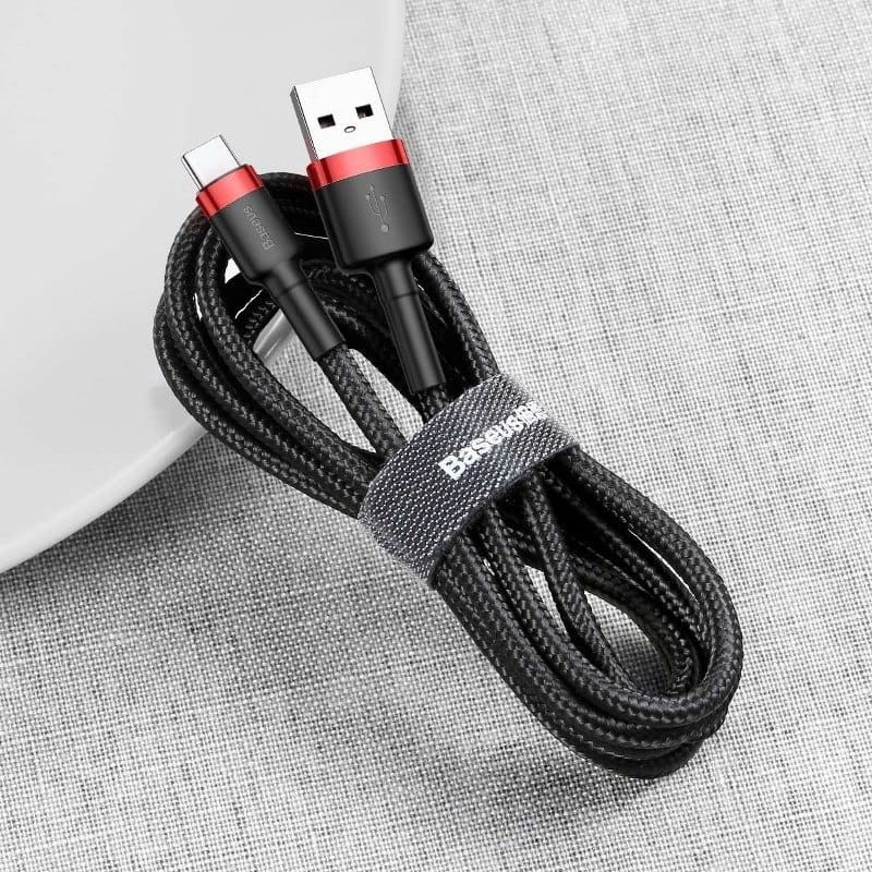 Kabel Baseus Cafule 3A USB-A für USB-C 1m, Schwarz-Rot