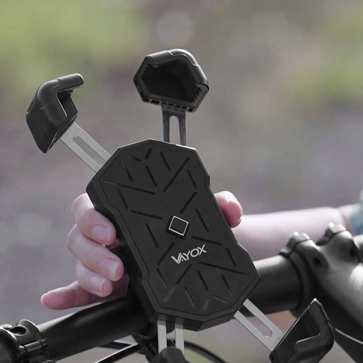 Fahrrad-/Motorradhalterung Vayox VA0344 für Smartphones 4.5-7.2 Zoll am Lenker, robuste schwarze Konstruktion